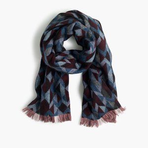 J. Crew 100% Wool Scarf Geometric Pattern